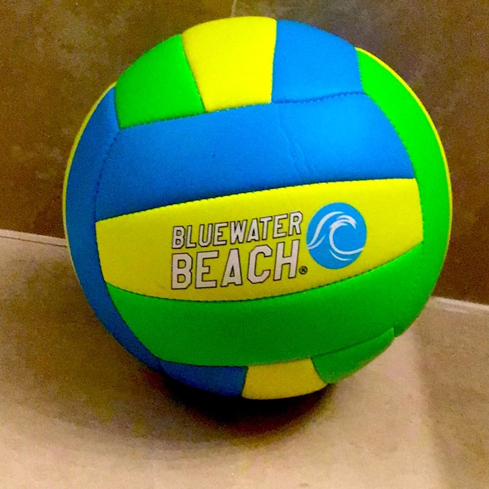 Blue water Beach volleyball. Lightly used ; in good condition.